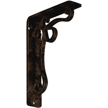 Orleans Wrought Iron Bracket, (Single Center Brace), Antiqued Bronze 1 1/2W X 5 1/2D X 8H